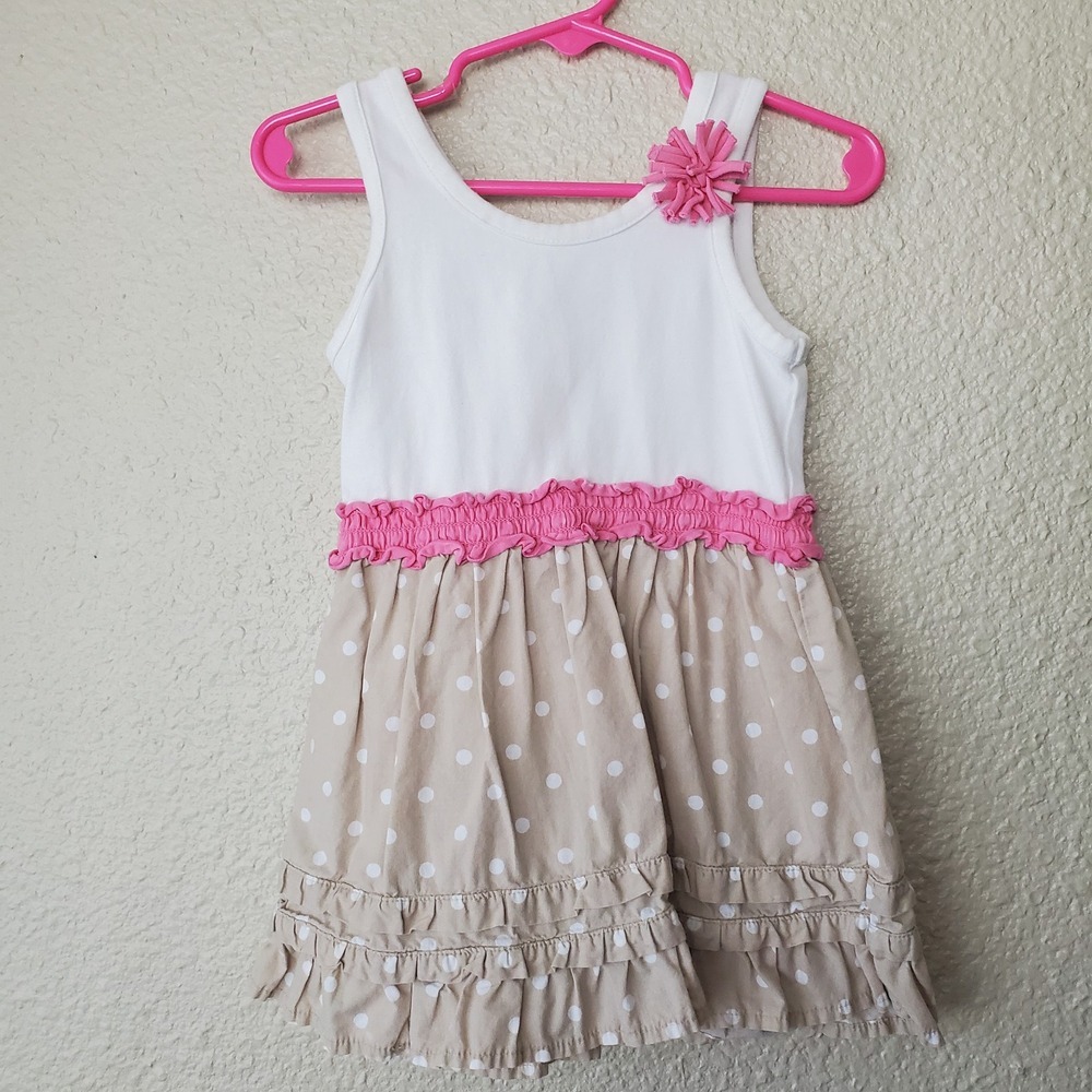 Cherokee dress girls 18 months white and beige sleeveless casual Flower